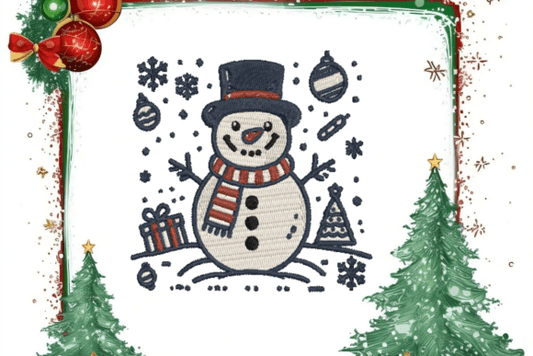 Adorable Snowman Embroidery Design - 4x4