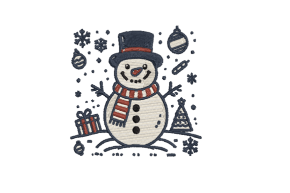 Adorable Snowman Embroidery Design - 4x4
