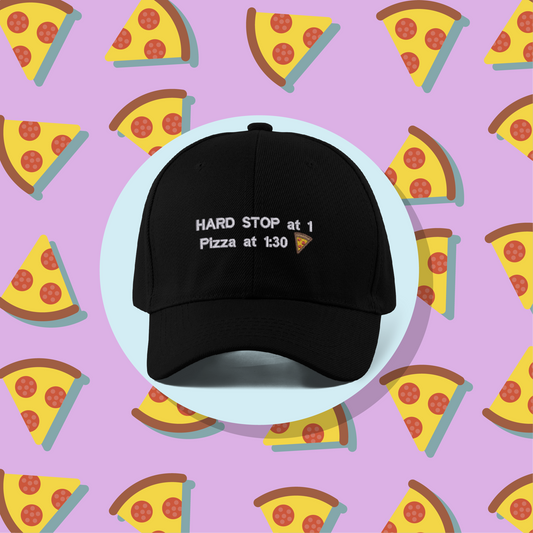 Hard Stop Pizza Embroidered Dad Hat | Traversing Stitches