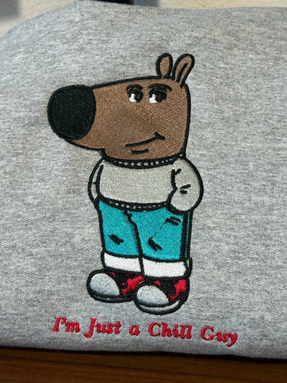 Chill Guy Meme Embroidered Hoodie | Traversing Stitches