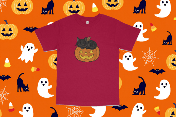 Pumpkin Cat Halloween Machine Embroidery