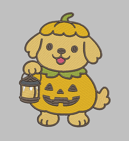 Pumpkin Puppy Embroidery Design 🎃🐶 | Halloween Dog Embroidery File | 4x4 & 7x9 Sizes | Instant Download
