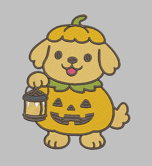 Pumpkin Puppy Embroidery Design 🎃🐶 | Halloween Dog Embroidery File | 4x4 & 7x9 Sizes | Instant Download