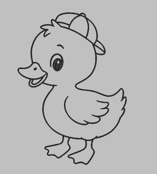 FREE! Duck with Cap — Machine Embroidery Design