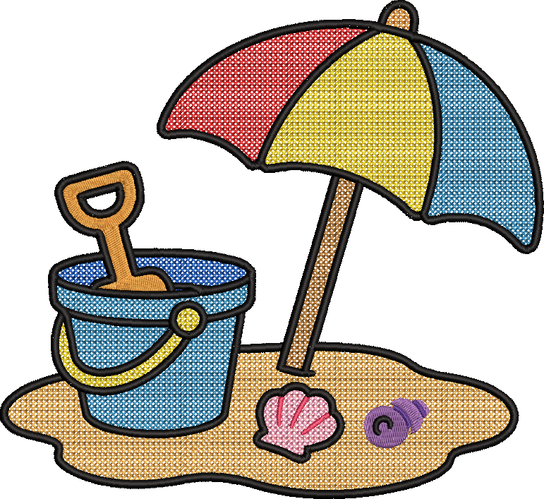 Beach bucket embroidery design