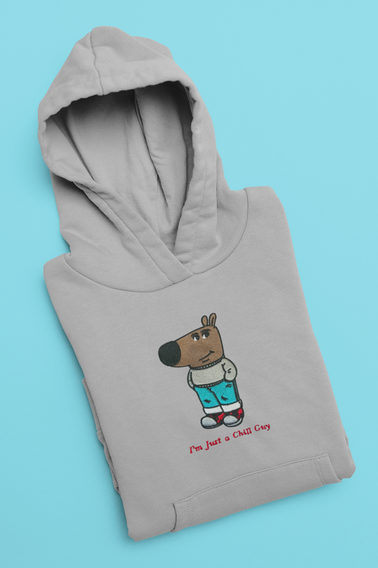 Chill Guy Meme Embroidered Hoodie | Traversing Stitches