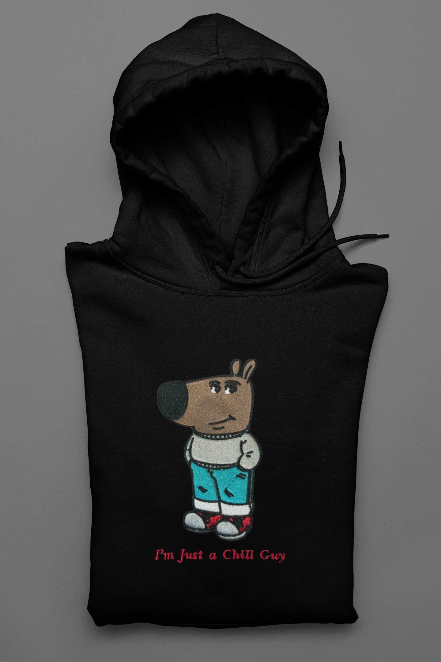 Chill Guy Meme Embroidered Hoodie | Traversing Stitches